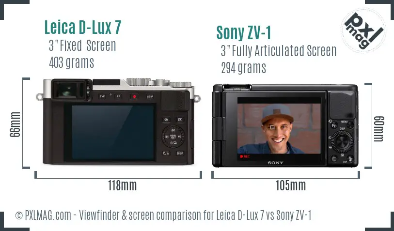 Leica D-Lux 7 vs Sony ZV-1 Screen and Viewfinder comparison
