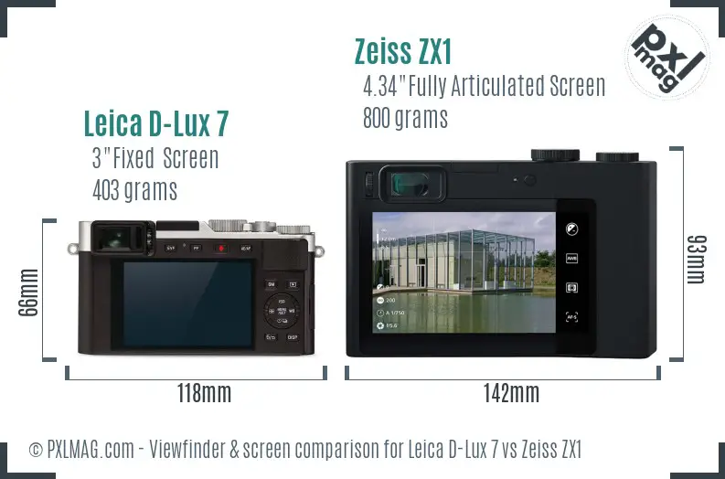 Leica D-Lux 7 vs Zeiss ZX1 Screen and Viewfinder comparison