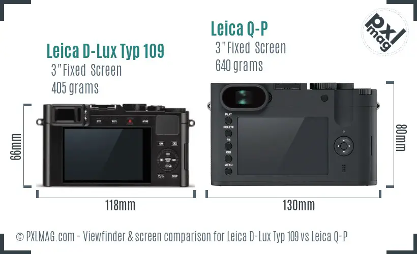 Leica D-Lux Typ 109 vs Leica Q-P Screen and Viewfinder comparison