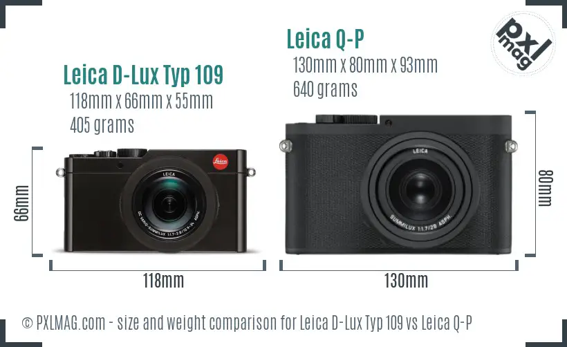 Leica D-Lux Typ 109 vs Leica Q-P size comparison