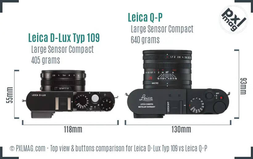Leica D-Lux Typ 109 vs Leica Q-P top view buttons comparison