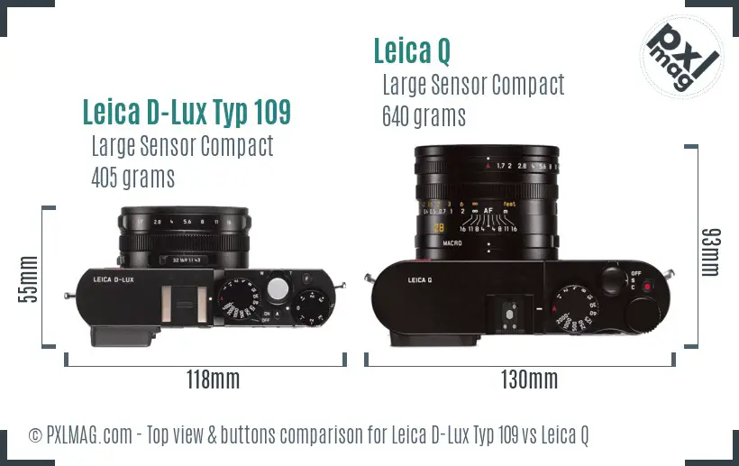 Leica D-Lux Typ 109 vs Leica Q top view buttons comparison