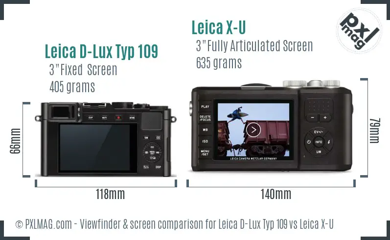 Leica D-Lux Typ 109 vs Leica X-U Screen and Viewfinder comparison