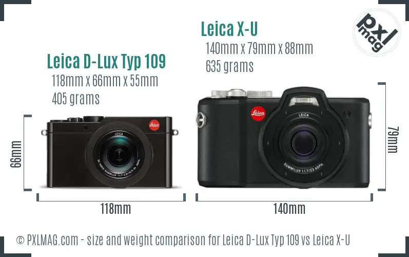 Leica D-Lux Typ 109 vs Leica X-U size comparison