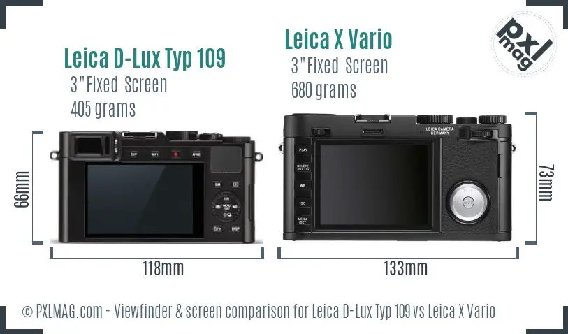Leica D-Lux Typ 109 vs Leica X Vario Screen and Viewfinder comparison
