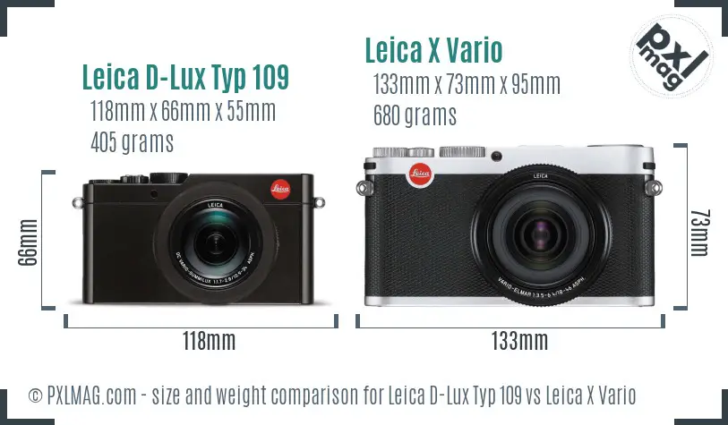 Leica D-Lux Typ 109 vs Leica X Vario size comparison