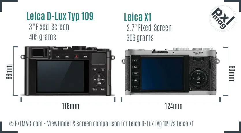 Leica D-Lux Typ 109 vs Leica X1 Screen and Viewfinder comparison