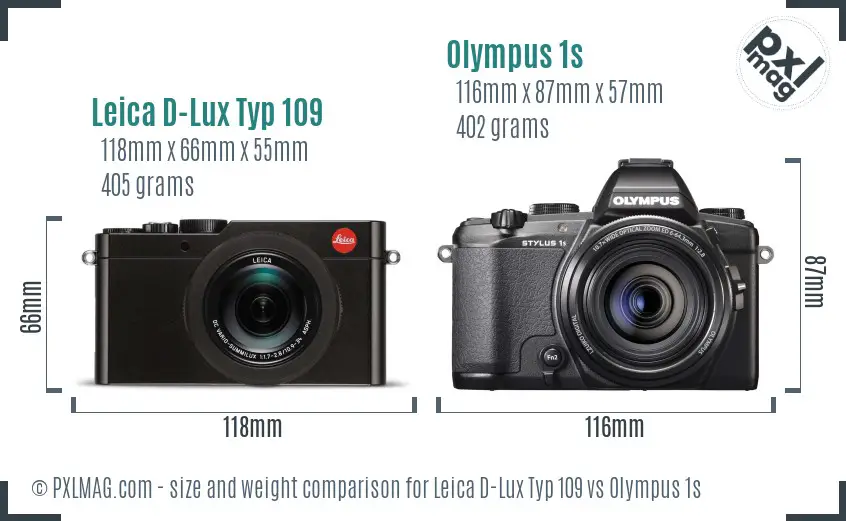 Leica D-Lux Typ 109 vs Olympus 1s size comparison