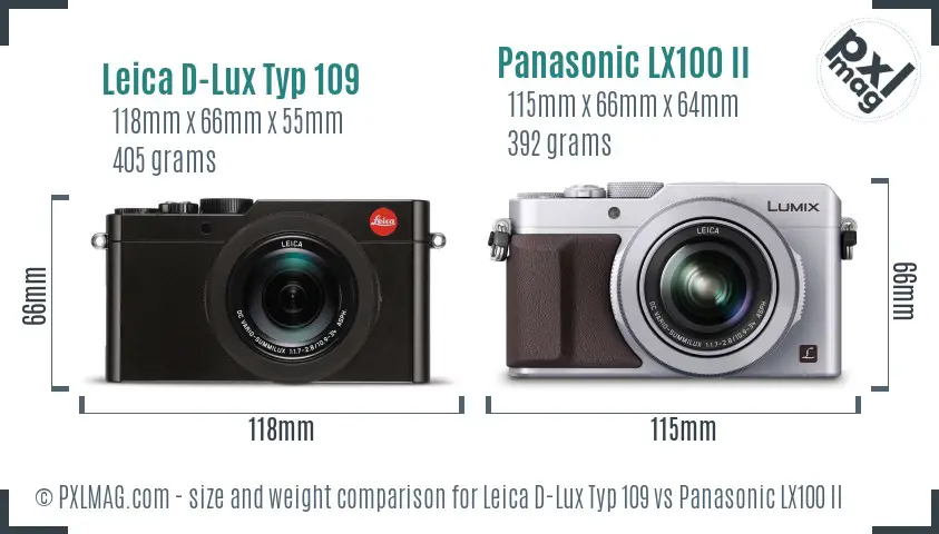 Leica D-Lux Typ 109 vs Panasonic LX100 II size comparison