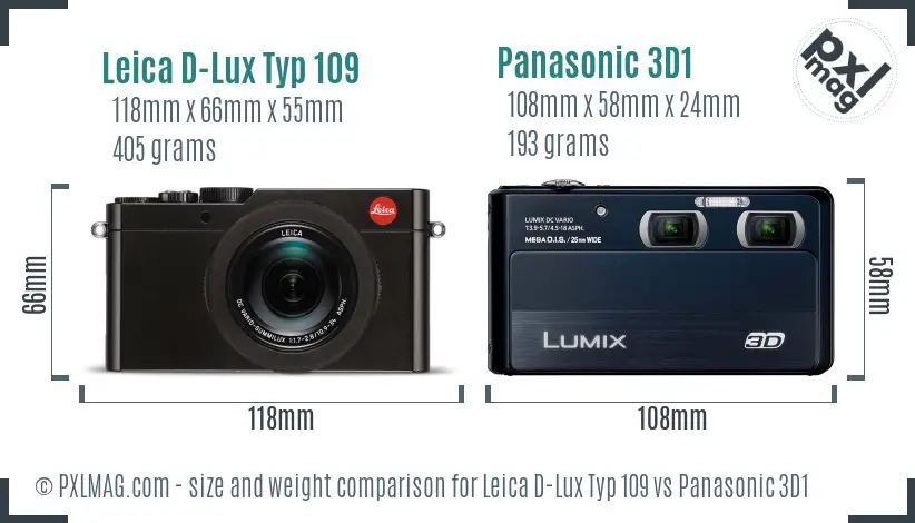 Leica D-Lux Typ 109 vs Panasonic 3D1 size comparison