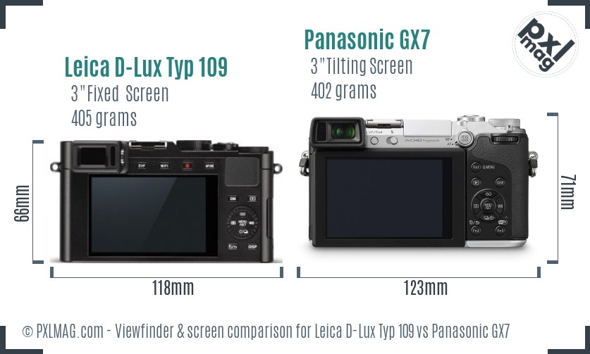 Leica D-Lux Typ 109 vs Panasonic GX7 Screen and Viewfinder comparison