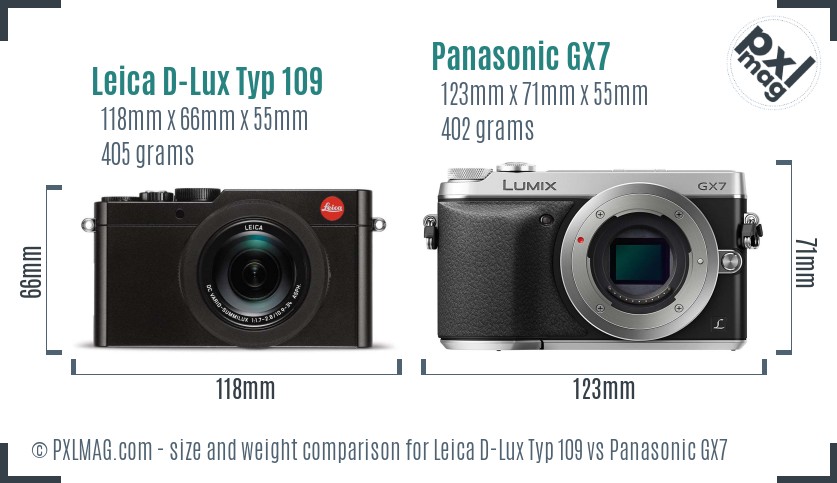 Leica D-Lux Typ 109 vs Panasonic GX7 size comparison