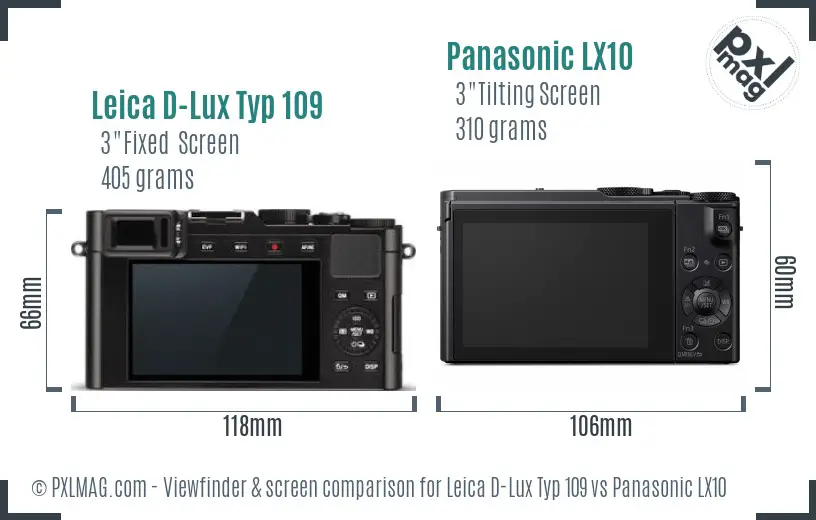 Leica D-Lux Typ 109 vs Panasonic LX10 Screen and Viewfinder comparison