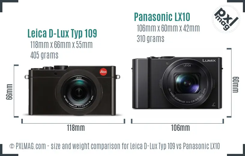 Leica D-Lux Typ 109 vs Panasonic LX10 size comparison