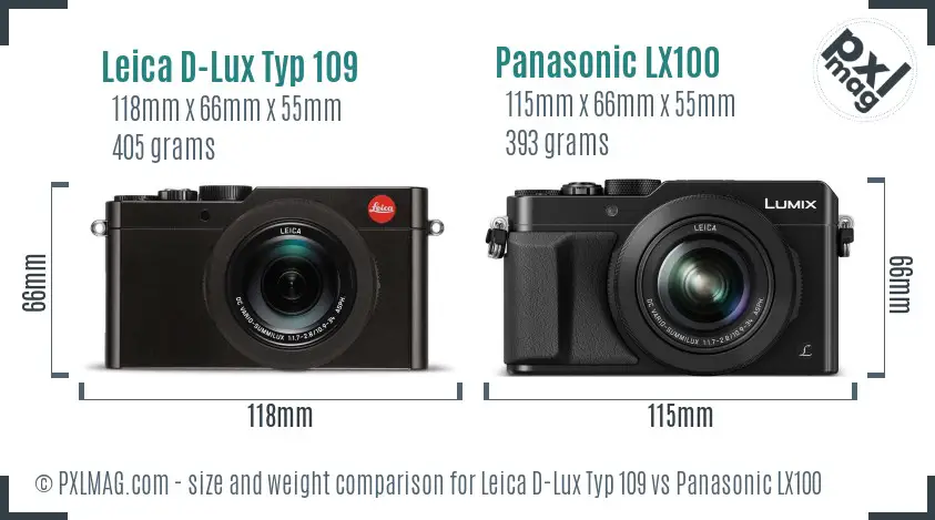 Leica D-Lux Typ 109 vs Panasonic LX100 size comparison