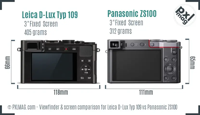 Leica D-Lux Typ 109 vs Panasonic ZS100 Screen and Viewfinder comparison