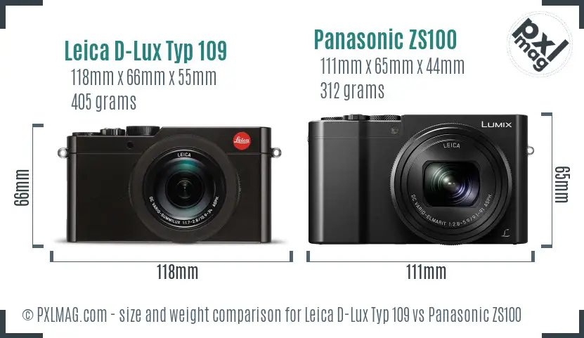 Leica D-Lux Typ 109 vs Panasonic ZS100 size comparison