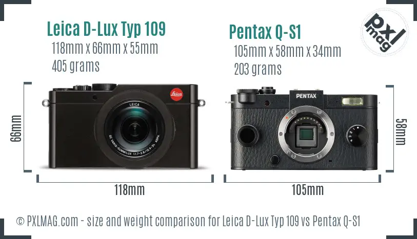 Leica D-Lux Typ 109 vs Pentax Q-S1 size comparison Leica D-Lux Typ 109 vs Pentax Q-S1 size comparison