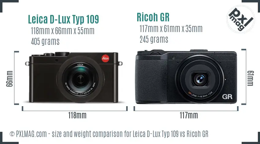 Leica D-Lux Typ 109 vs Ricoh GR size comparison