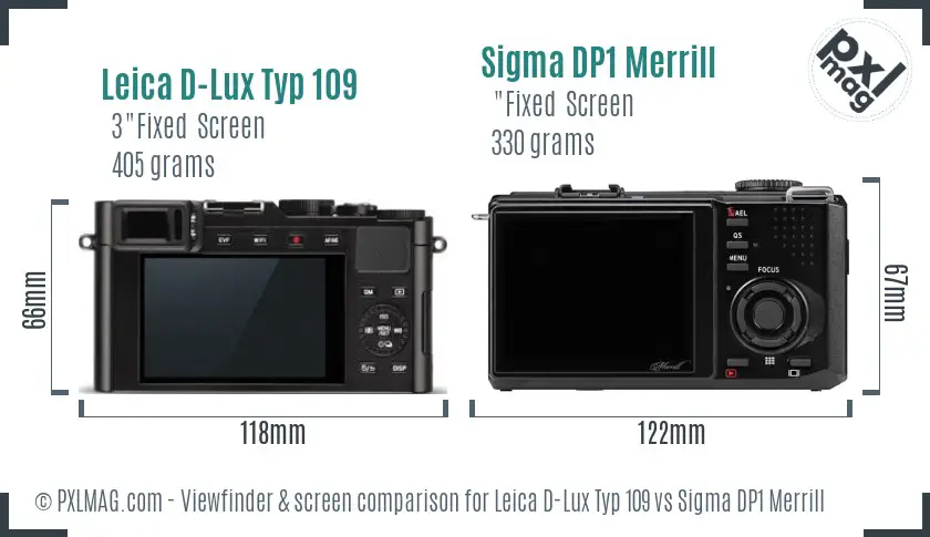 Leica D-Lux Typ 109 vs Sigma DP1 Merrill Screen and Viewfinder comparison