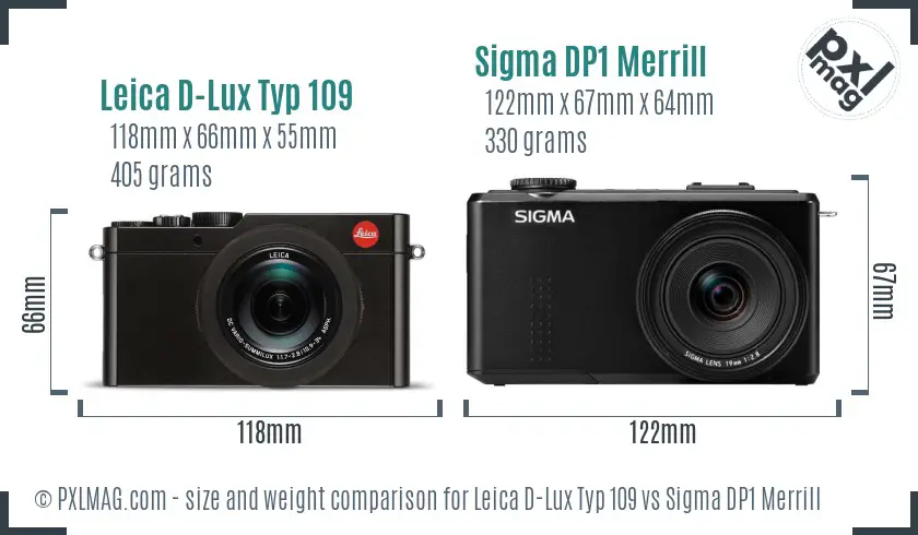 Leica D-Lux Typ 109 vs Sigma DP1 Merrill size comparison