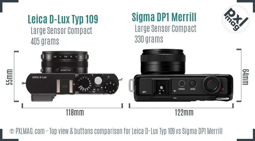 Leica D-Lux Typ 109 vs Sigma DP1 Merrill top view buttons comparison