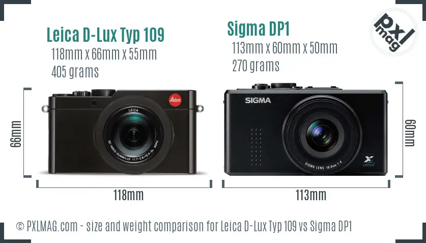 Leica D-Lux Typ 109 vs Sigma DP1 size comparison