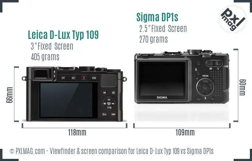 Leica D-Lux Typ 109 vs Sigma DP1s Screen and Viewfinder comparison