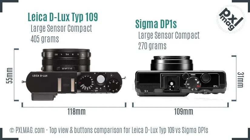 Leica D-Lux Typ 109 vs Sigma DP1s top view buttons comparison