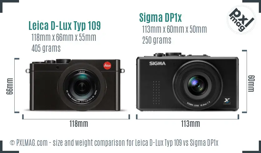 Leica D-Lux Typ 109 vs Sigma DP1x size comparison