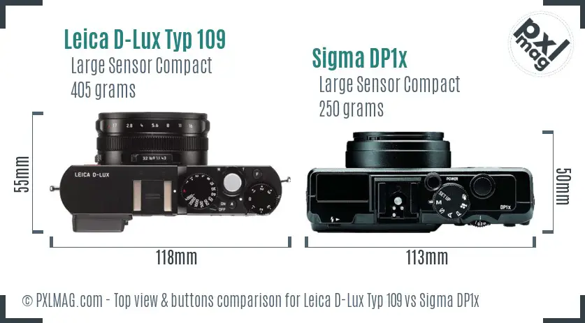 Leica D-Lux Typ 109 vs Sigma DP1x top view buttons comparison