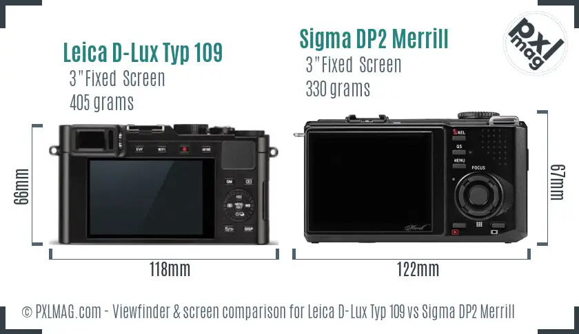 Leica D-Lux Typ 109 vs Sigma DP2 Merrill Screen and Viewfinder comparison