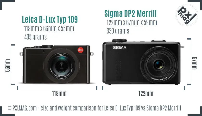 Leica D-Lux Typ 109 vs Sigma DP2 Merrill size comparison