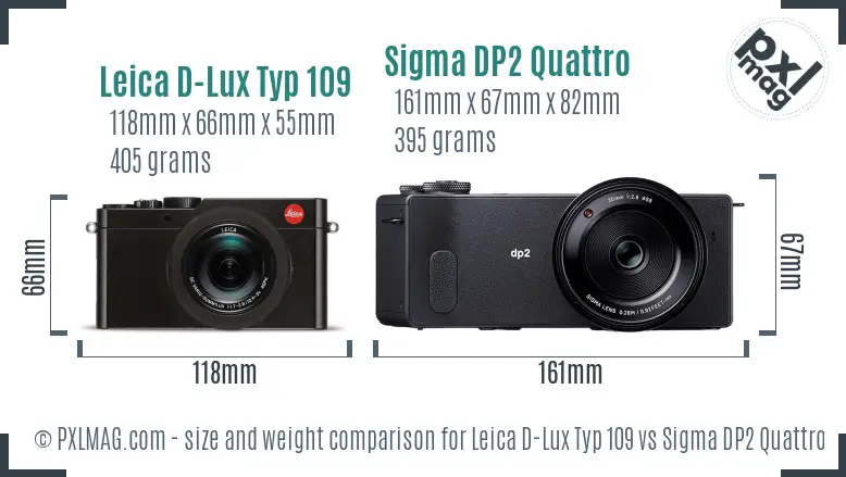 Leica D-Lux Typ 109 vs Sigma DP2 Quattro size comparison