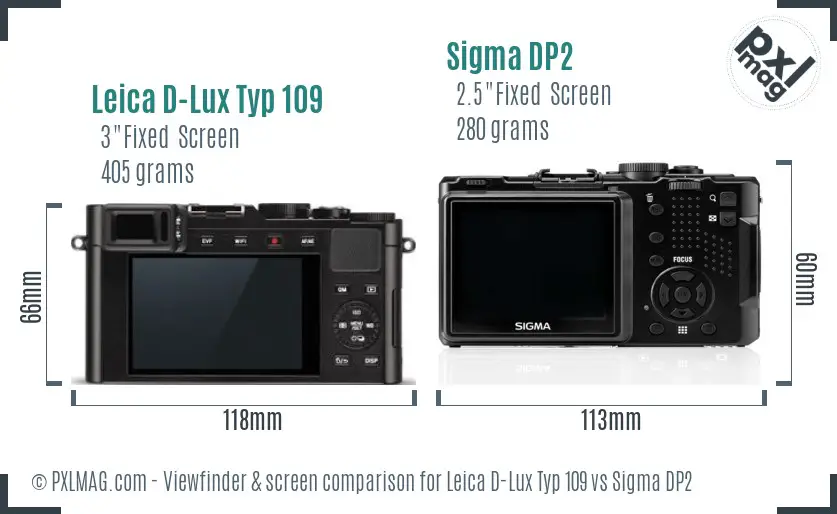 Leica D-Lux Typ 109 vs Sigma DP2 Screen and Viewfinder comparison