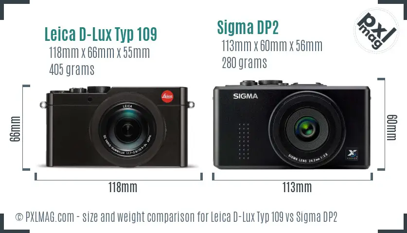 Leica D-Lux Typ 109 vs Sigma DP2 size comparison