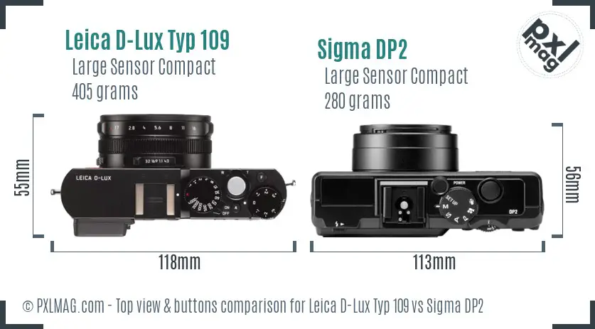 Leica D-Lux Typ 109 vs Sigma DP2 top view buttons comparison