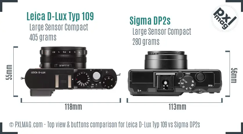 Leica D-Lux Typ 109 vs Sigma DP2s top view buttons comparison