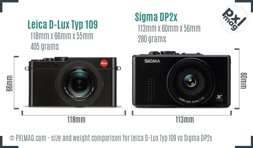 Leica D-Lux Typ 109 vs Sigma DP2x size comparison