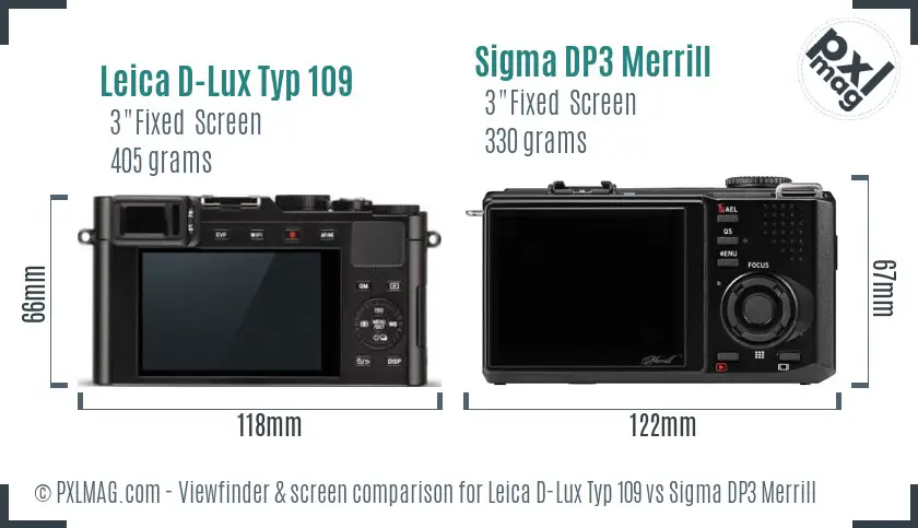 Leica D-Lux Typ 109 vs Sigma DP3 Merrill Screen and Viewfinder comparison