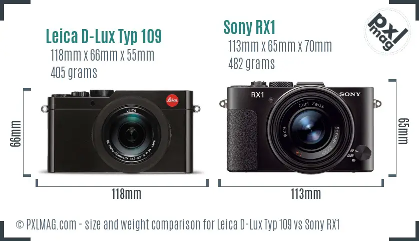 Leica D-Lux Typ 109 vs Sony RX1 size comparison