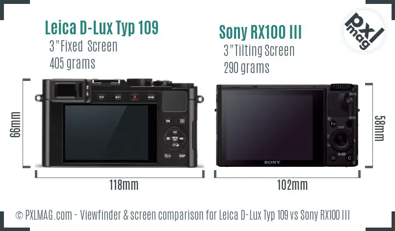 Leica D-Lux Typ 109 vs Sony RX100 III Screen and Viewfinder comparison