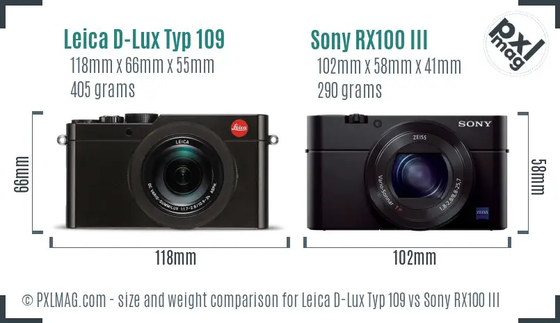 Leica D-Lux Typ 109 vs Sony RX100 III size comparison