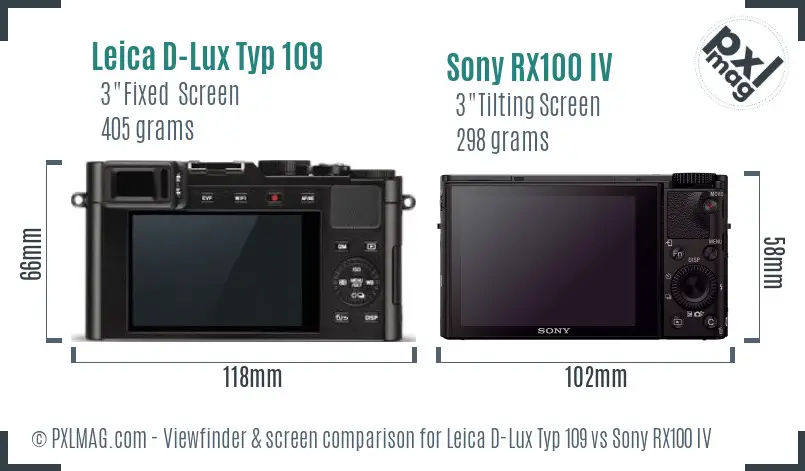 Leica D-Lux Typ 109 vs Sony RX100 IV Screen and Viewfinder comparison