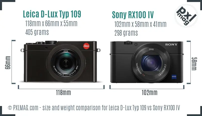 Leica D-Lux Typ 109 vs Sony RX100 IV size comparison
