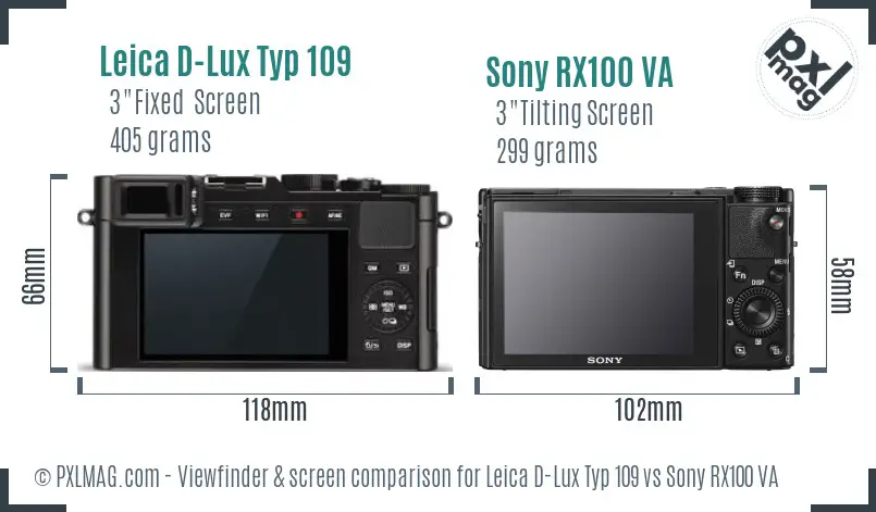 Leica D-Lux Typ 109 vs Sony RX100 VA Screen and Viewfinder comparison