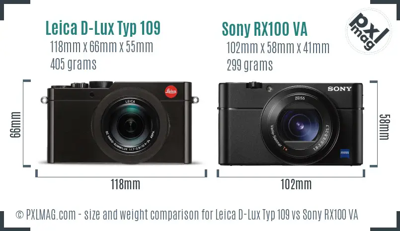 Leica D-Lux Typ 109 vs Sony RX100 VA size comparison