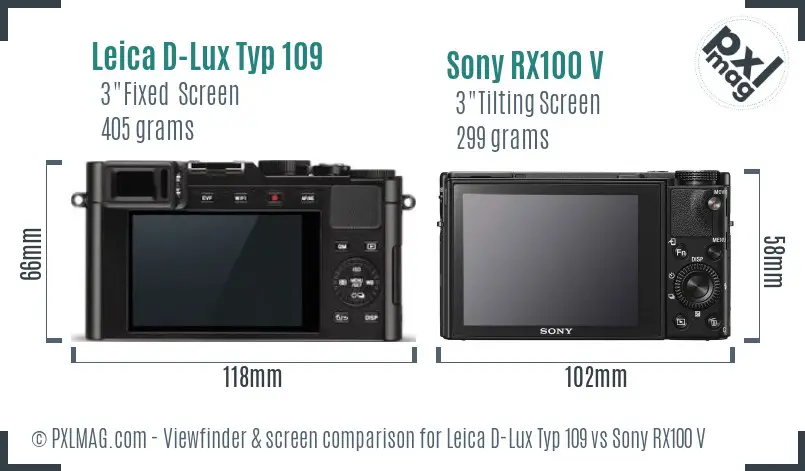 Leica D-Lux Typ 109 vs Sony RX100 V Screen and Viewfinder comparison