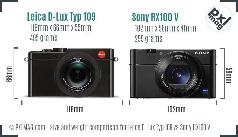 Leica D-Lux Typ 109 vs Sony RX100 V size comparison