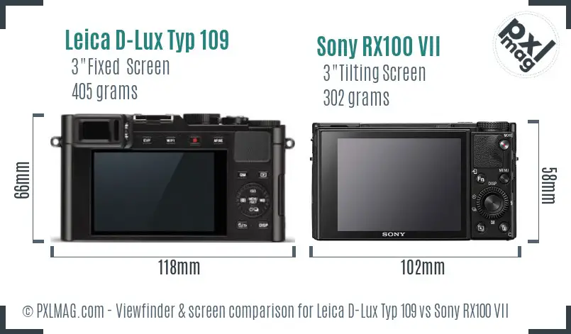 Leica D-Lux Typ 109 vs Sony RX100 VII Screen and Viewfinder comparison
